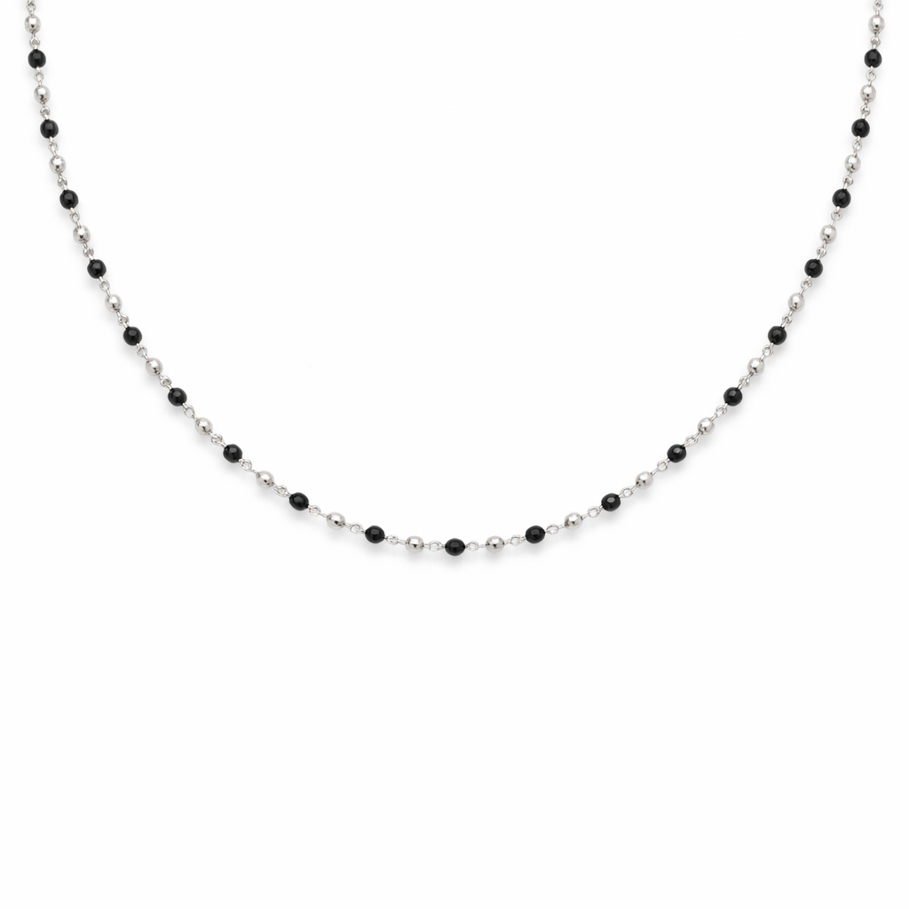 Perline Nere e Argento · Argento 925 Rodiato