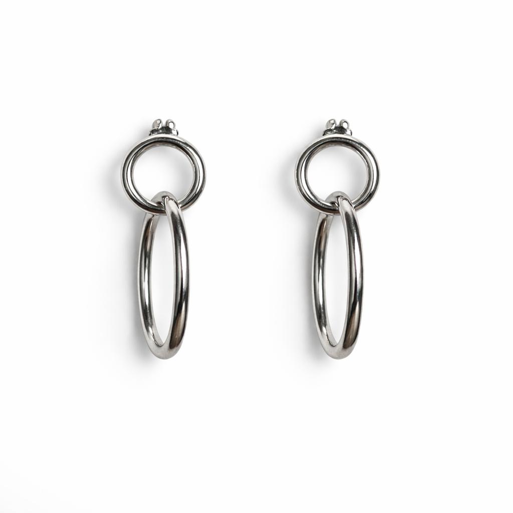 Doppio Cerchio Pendente · Argento 925 Rodiato
