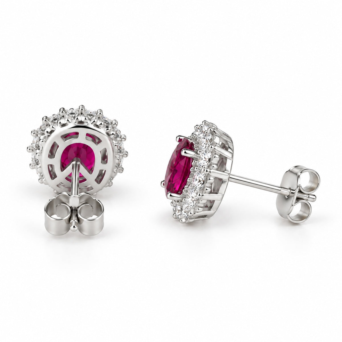 Orecchini in argento 925 con pietra fucsia - dettaglio chiusura