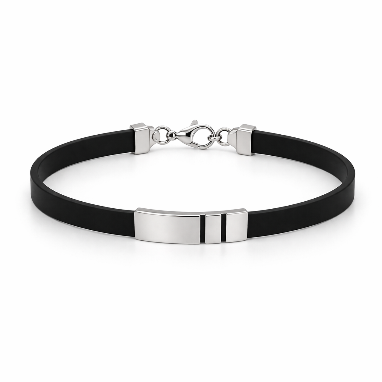 Bracciale caucciù e argento