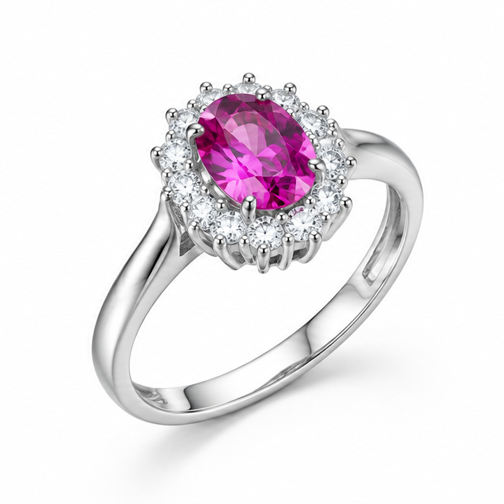 Anello in argento 925 con pietra lilla - vista inclinata