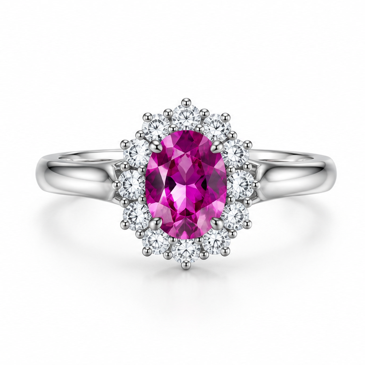 Anello in argento 925 con pietra lilla - vista frontale