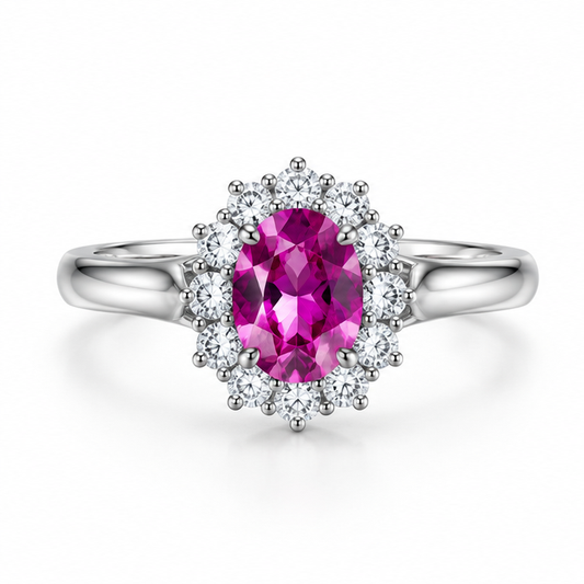Anello in argento 925 con pietra lilla - vista frontale
