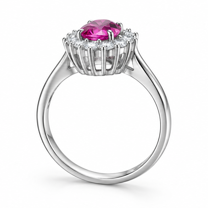 Anello in argento 925 con pietra lilla - vista laterale
