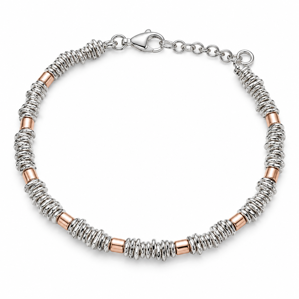 Bracciale in argento con elementi rosé