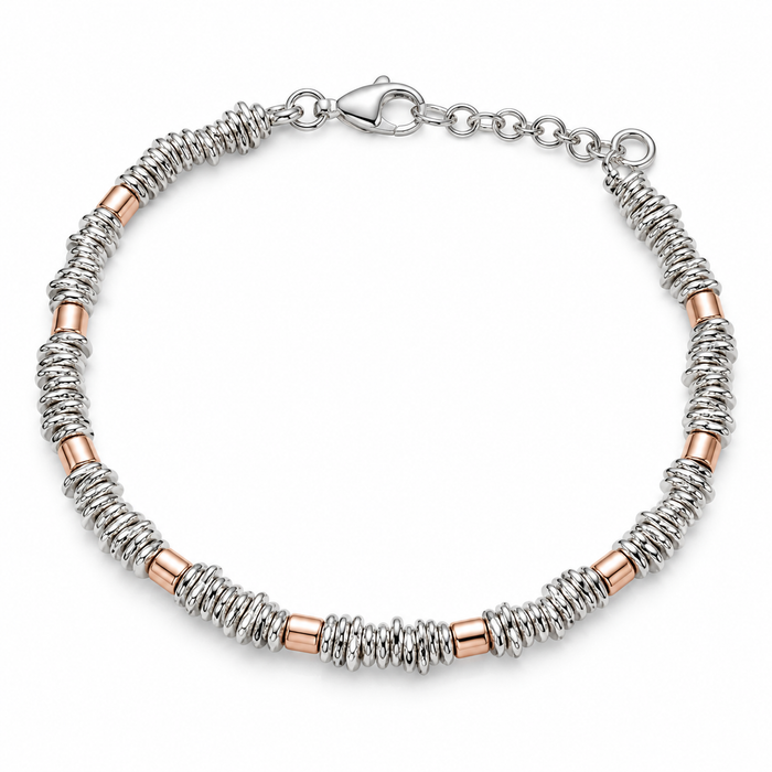 Bracciale in argento con elementi rosé