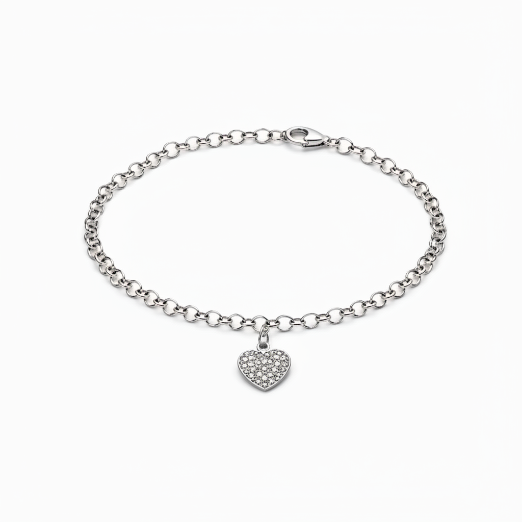 Bracciale Cuore Martellato sfondo bianco