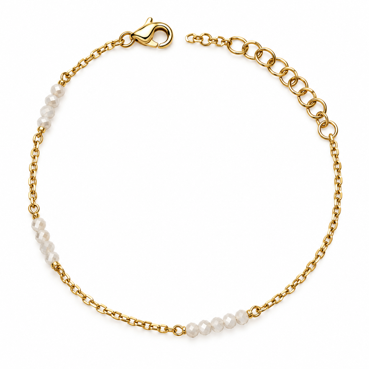 Bracciale dorato con pietre bianche sfaccettate