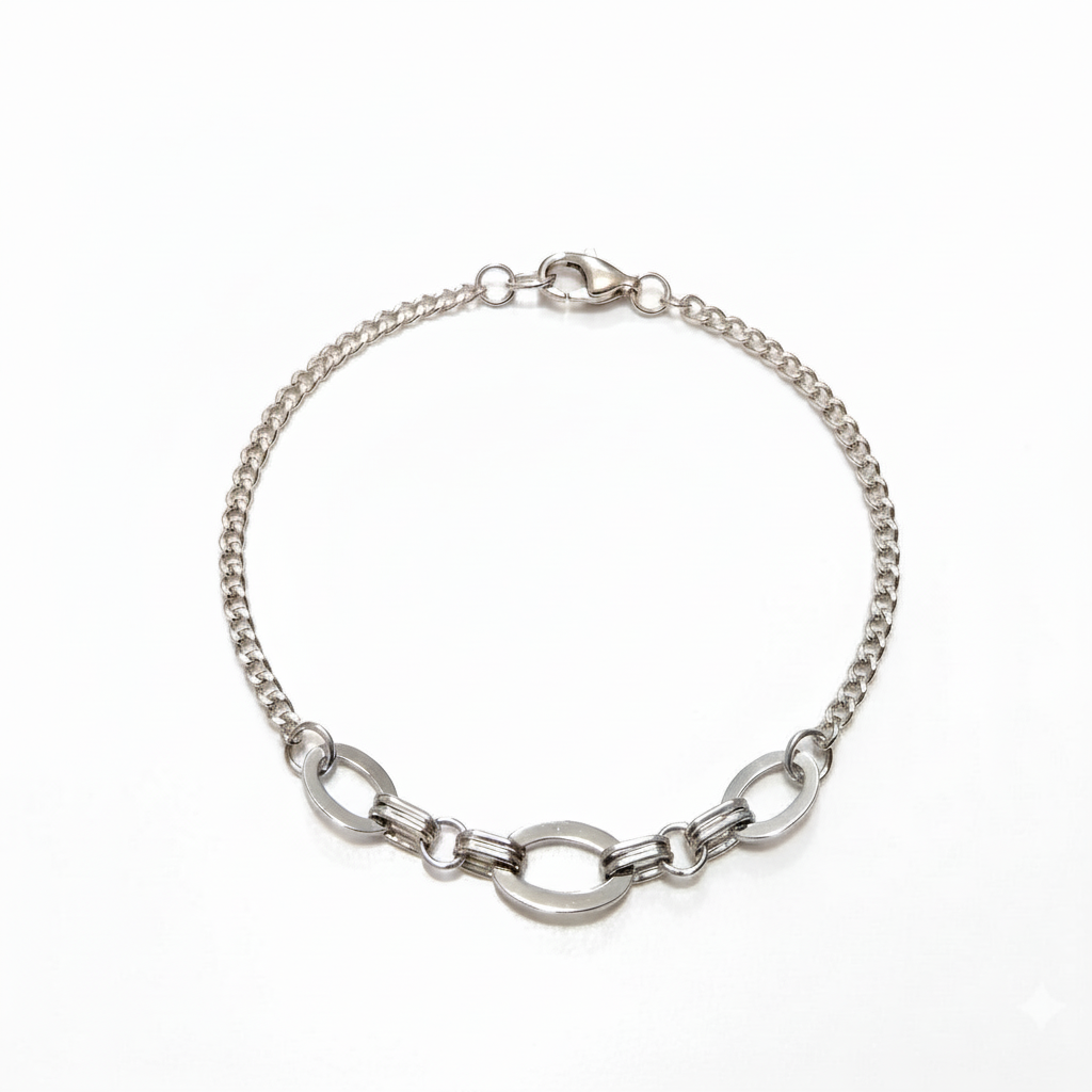 Bracciale Grumetta Maglie Ovali Sfondo Bianchissimo