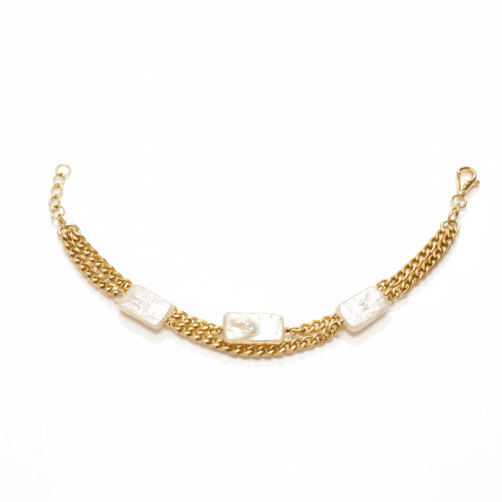 Bracciale Perle Barocche Dorate sfondo bianco