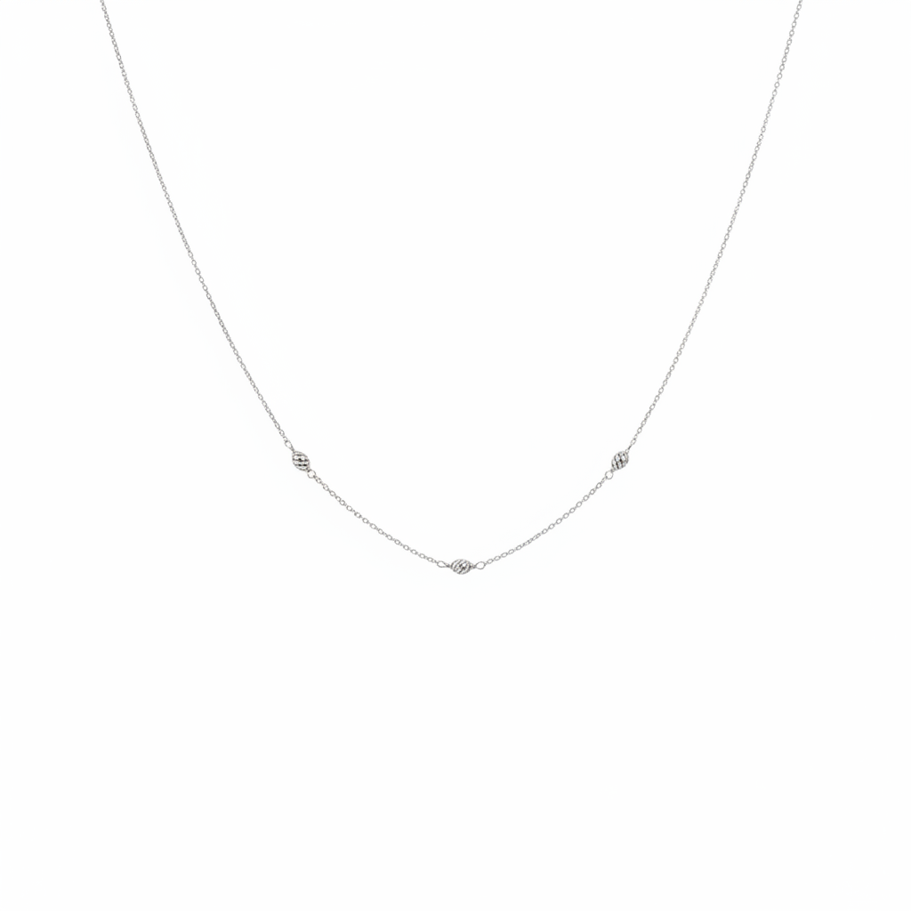 Collana argento rodiata palline diamantate - sfondo bianco