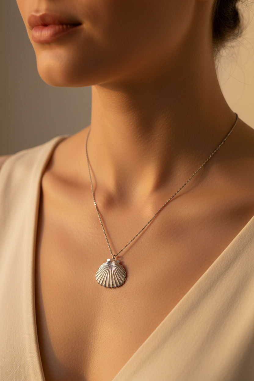 Collana conchiglia indossata