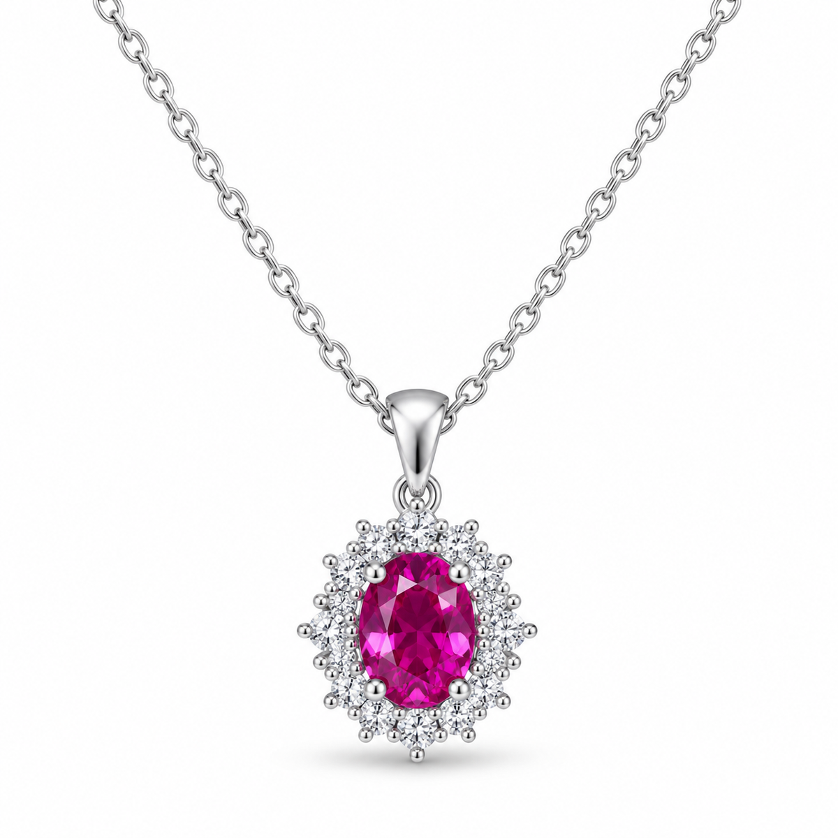 Collana in argento 925 con pietra fucsia - vista principale