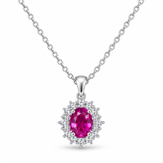 Collana in argento 925 con pietra fucsia - vista principale