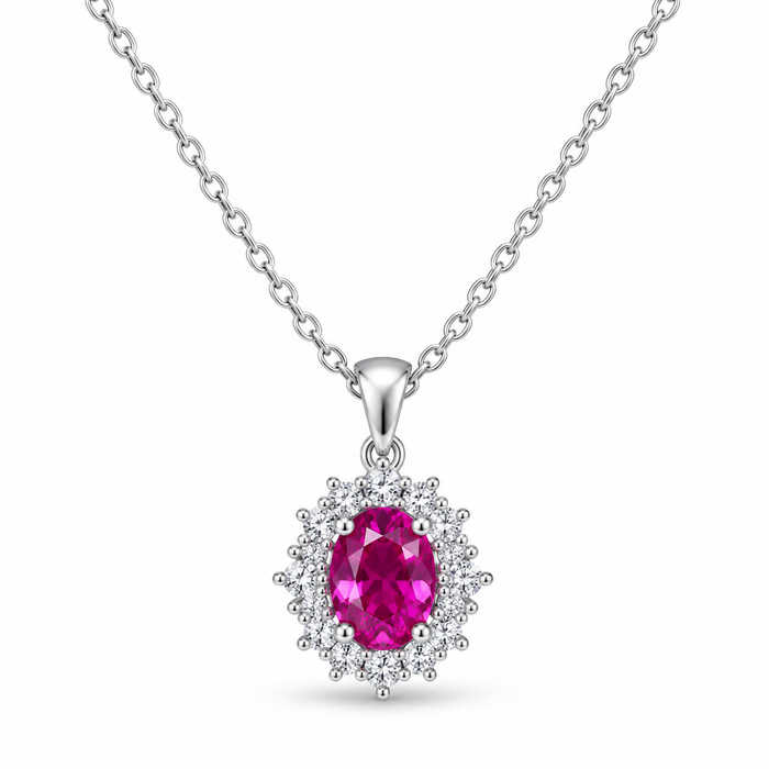 Collana in argento 925 con pietra fucsia