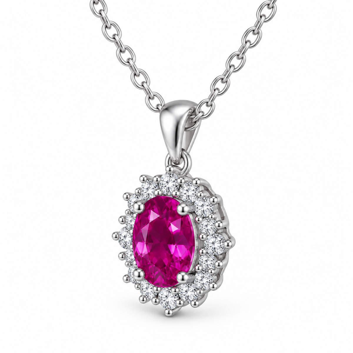 Collana in argento 925 con pietra fucsia - dettaglio pendente