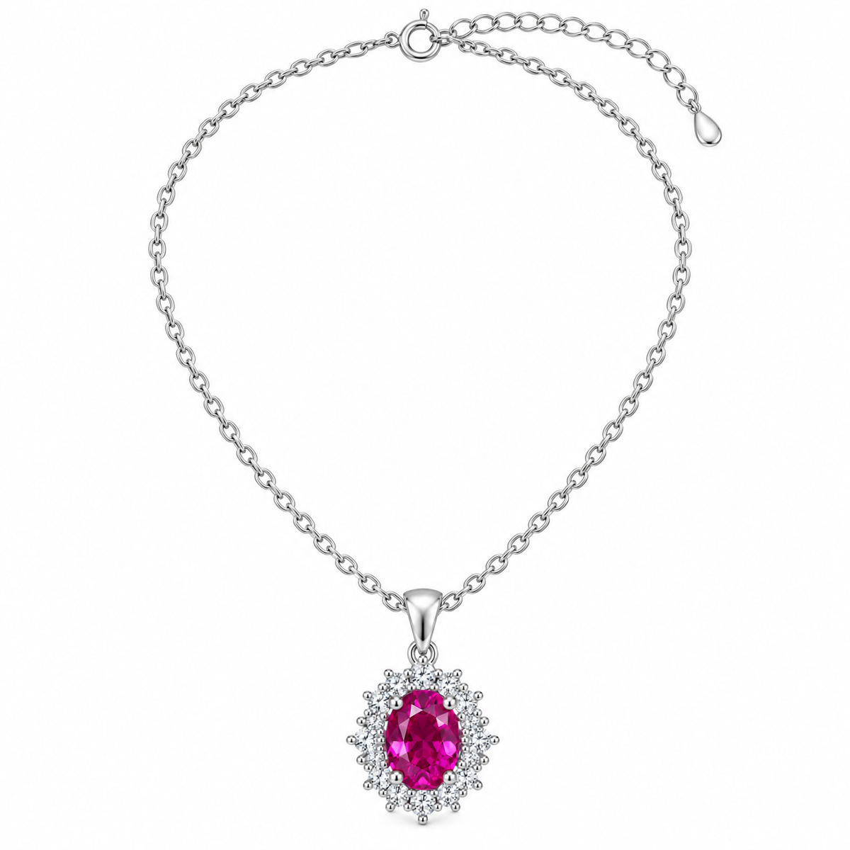 Collana in argento 925 con pietra fucsia - vista completa