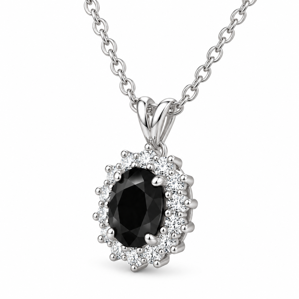 Collana in argento 925 con pietra nera - dettaglio pendente