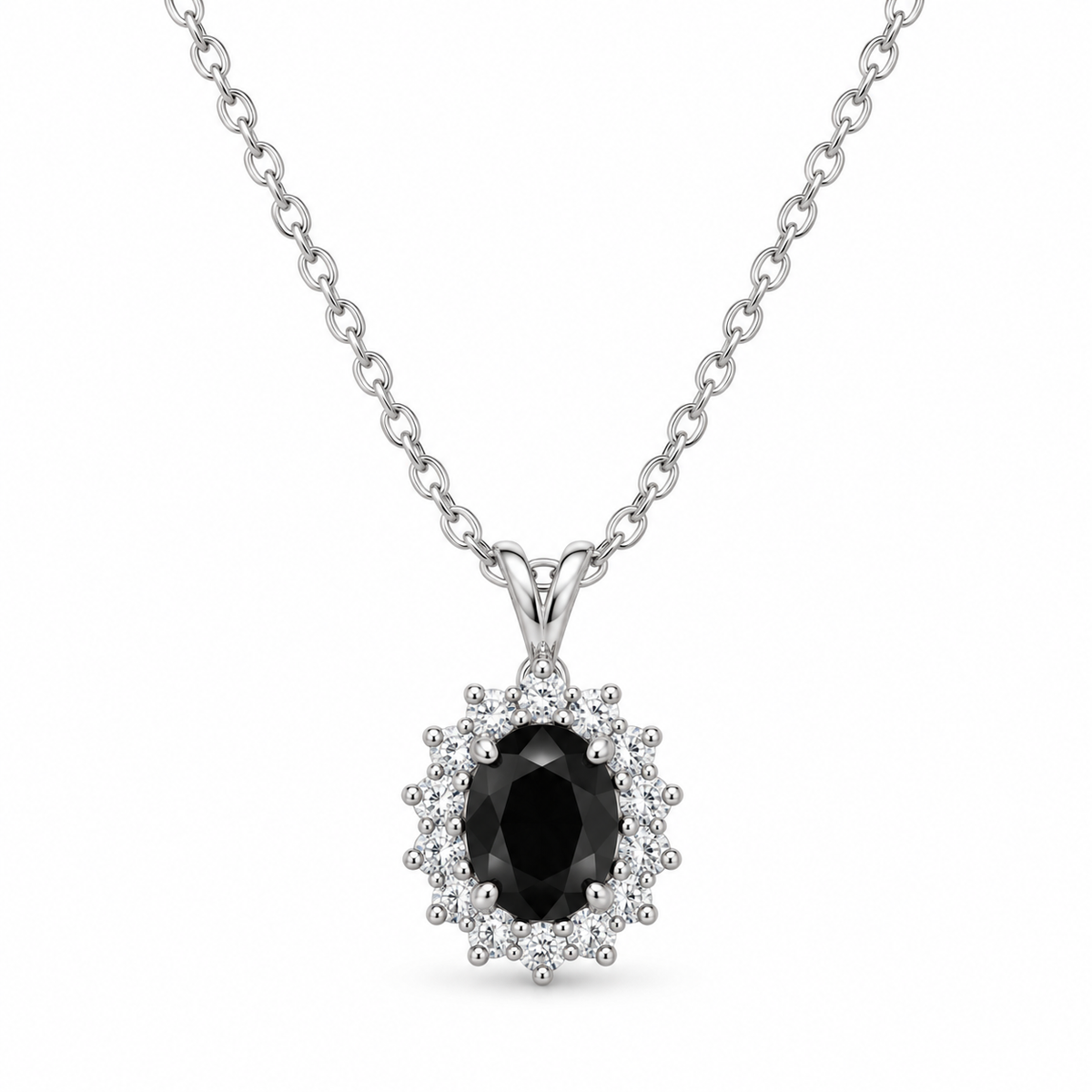 Collana in argento 925 con pietra nera - vista completa