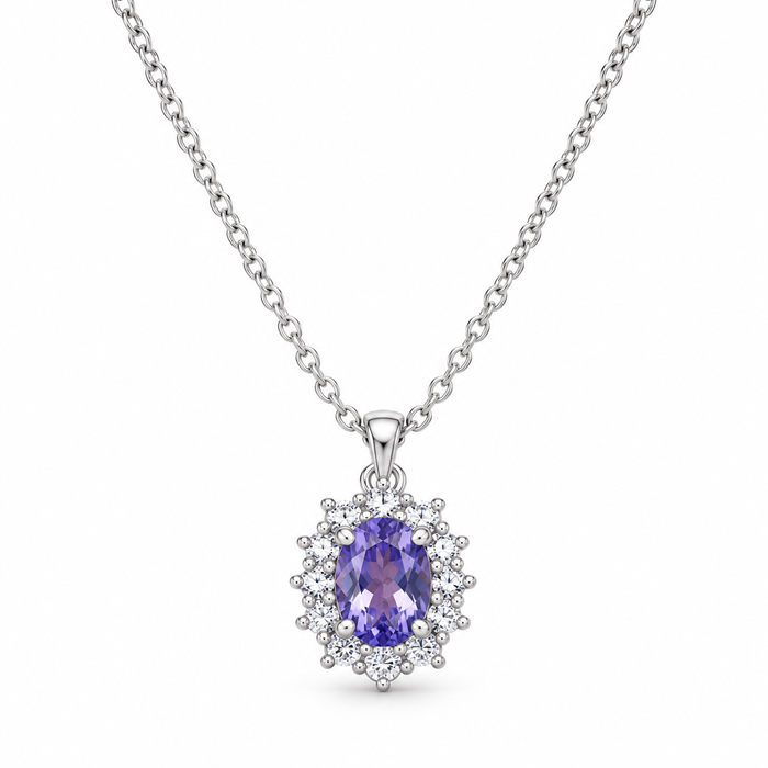 Collana in argento 925 con pietra viola