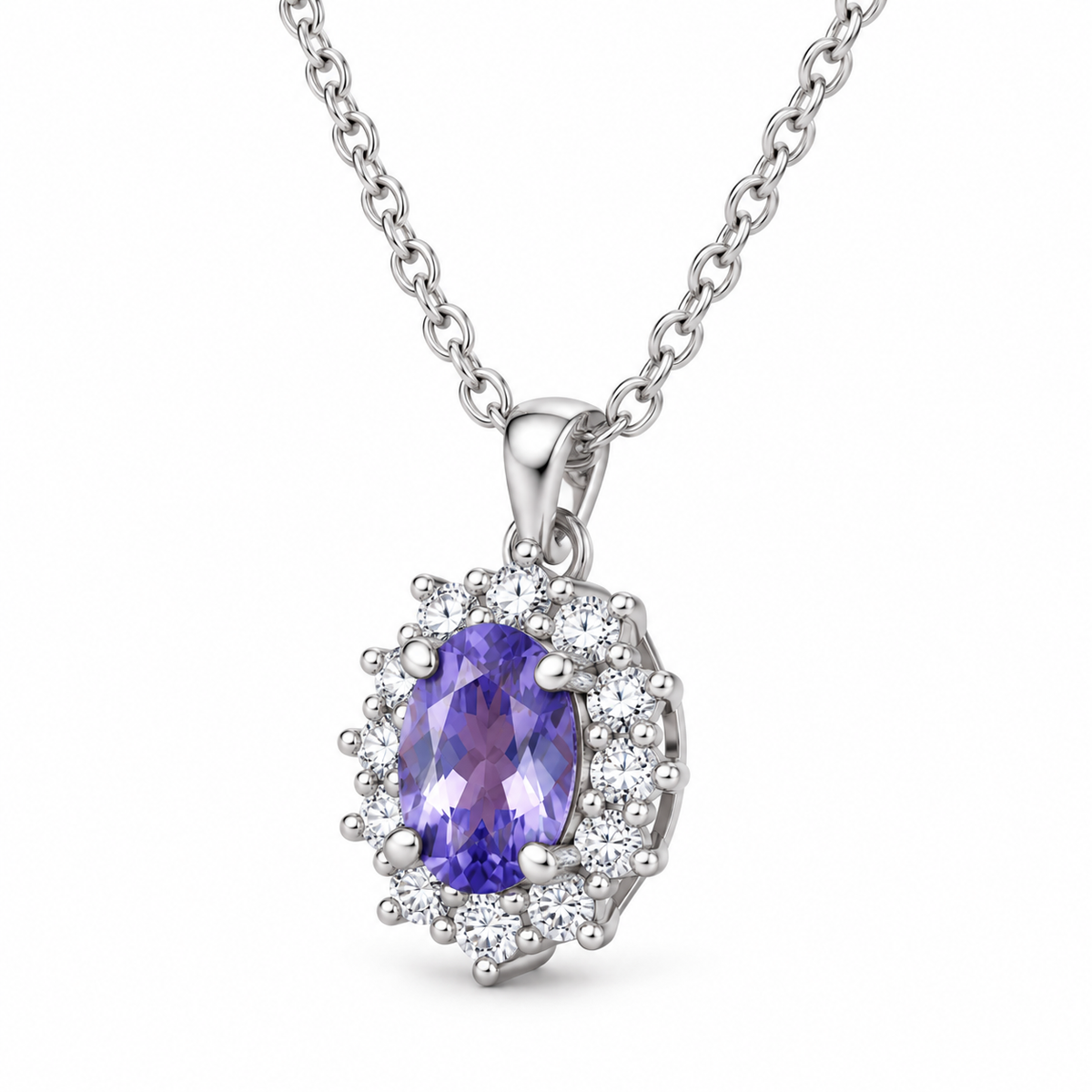 Collana in argento 925 con pietra viola - dettaglio pendente
