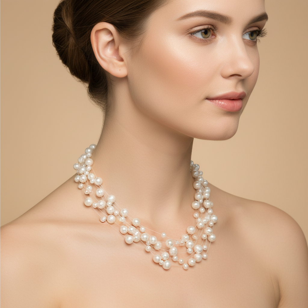 Foto indossata collana perle multi-filo nylon