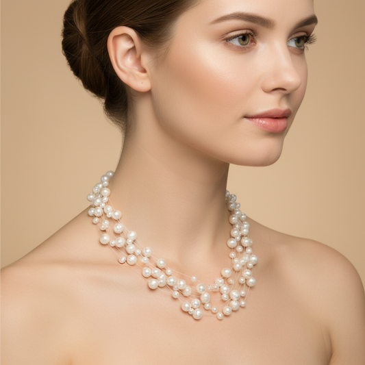 Foto indossata collana perle multi-filo nylon