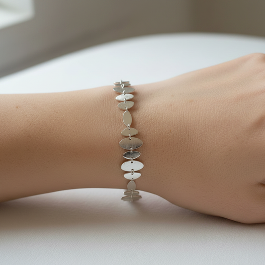 Foto quadrata bracciale argento ovali
