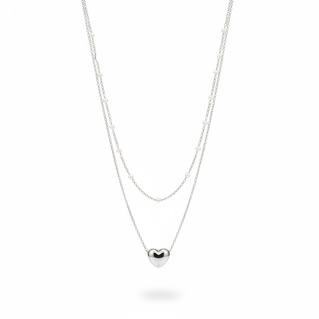 Perline e Cuore · Argento 925 Rodiato