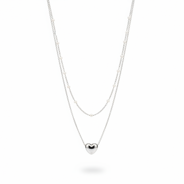 Perline e Cuore · Argento 925 Rodiato
