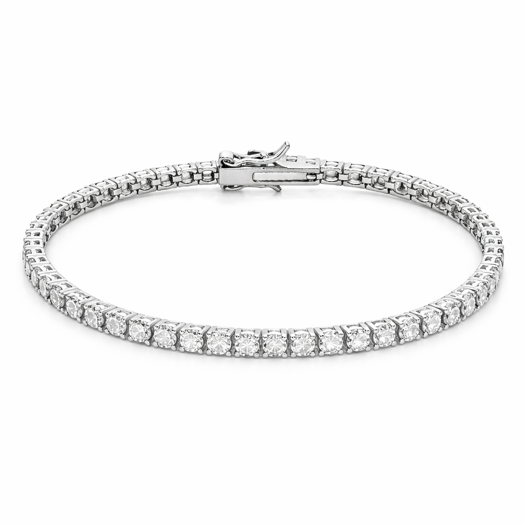 Bracciale Tennis Zirconi Bianchi Argento 925 Rodiato