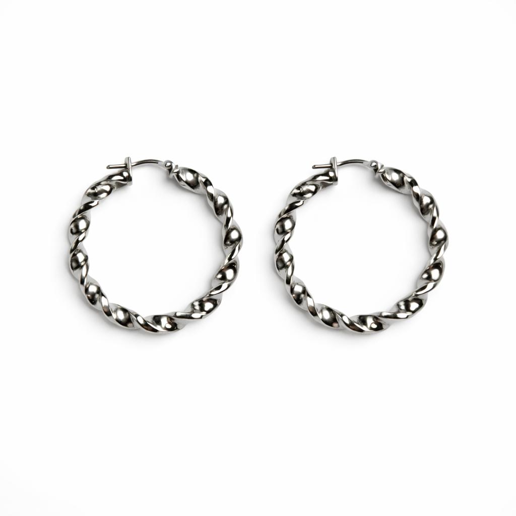 Orecchini Cerchio Torciglione in Argento 925 – 25 mm