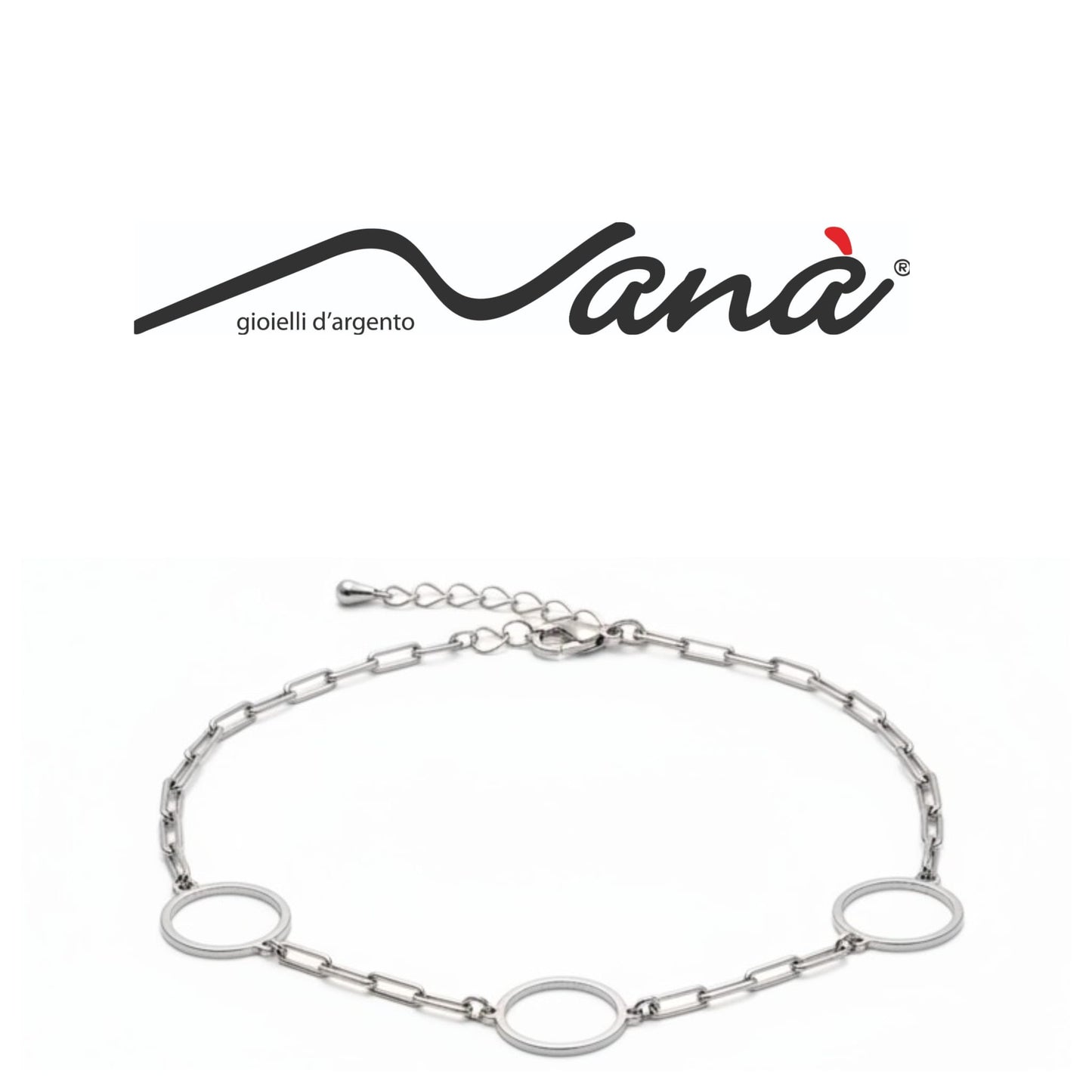 Bracciale Cerchi d'Argento · Finitura Rodiata