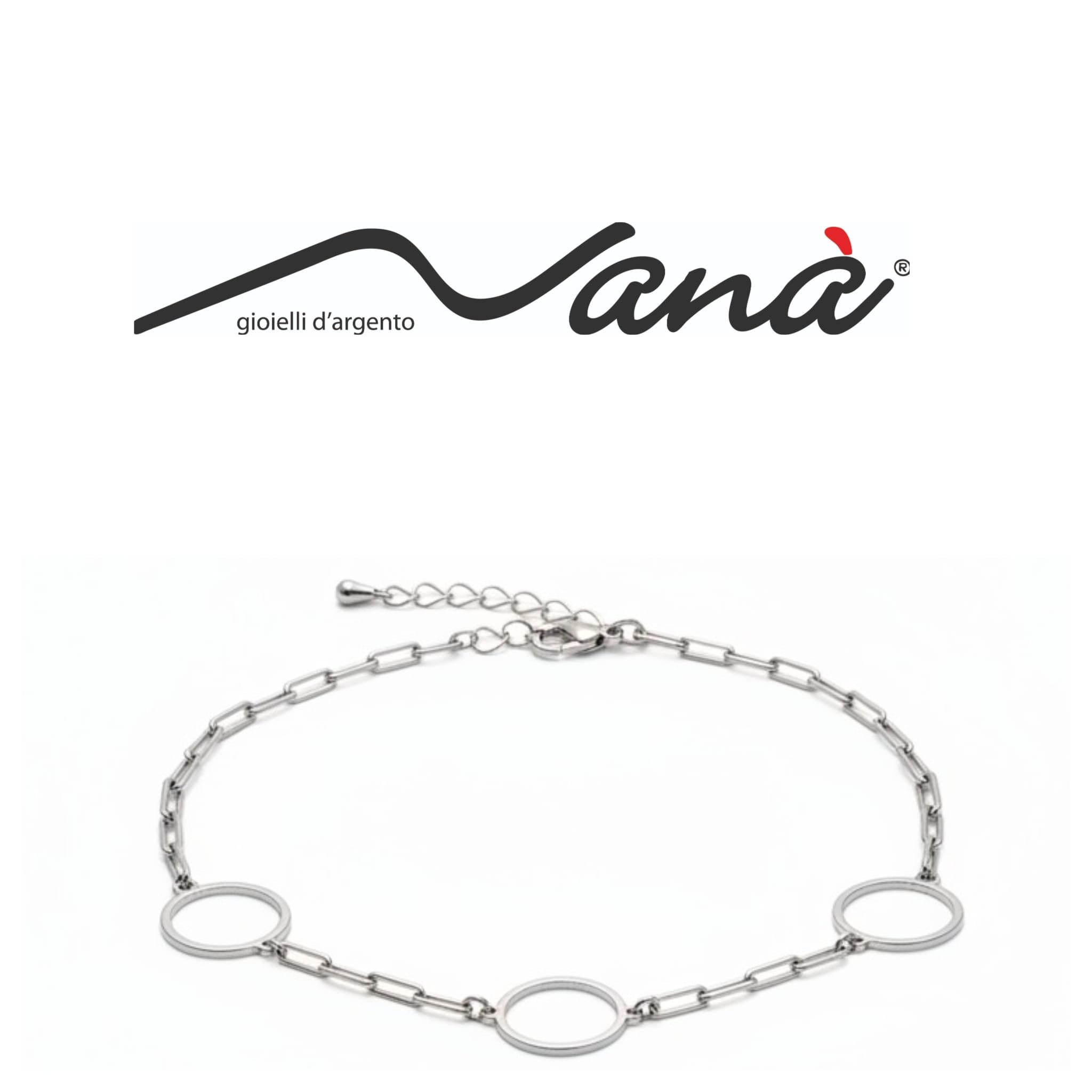 Bracciale Argento 925/1000 Rodiato con Cerchi
