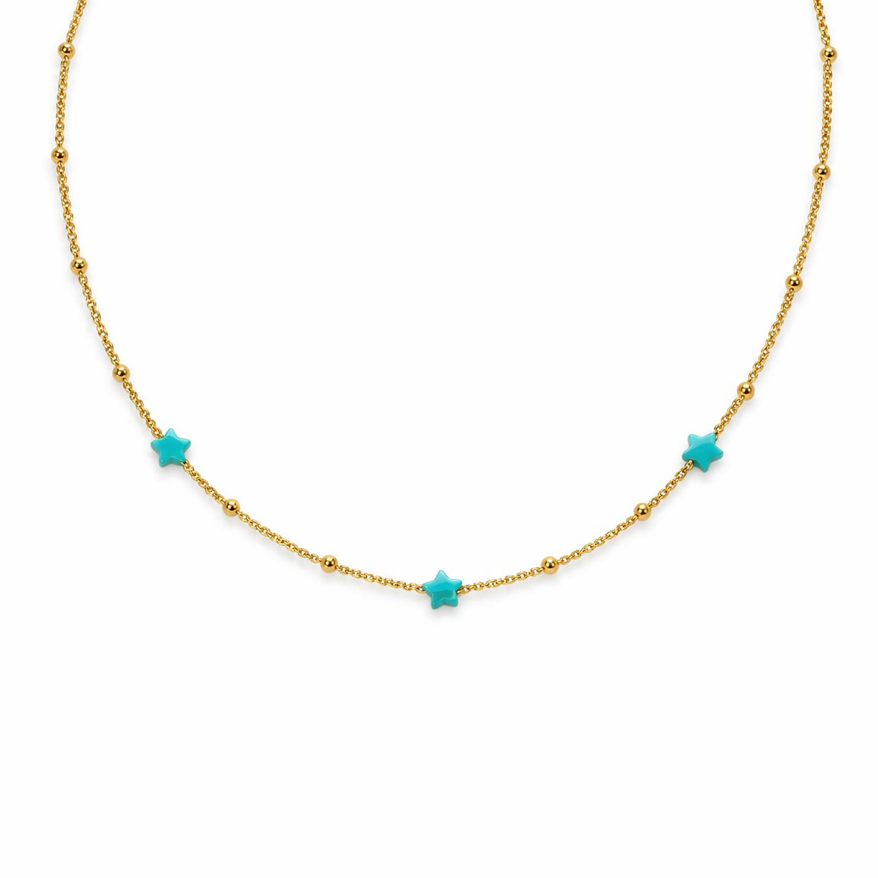 Collana finiture dorate con stelle colorate