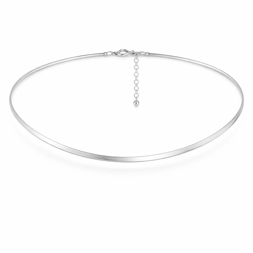 Collana schiacciata argento rodiato 925