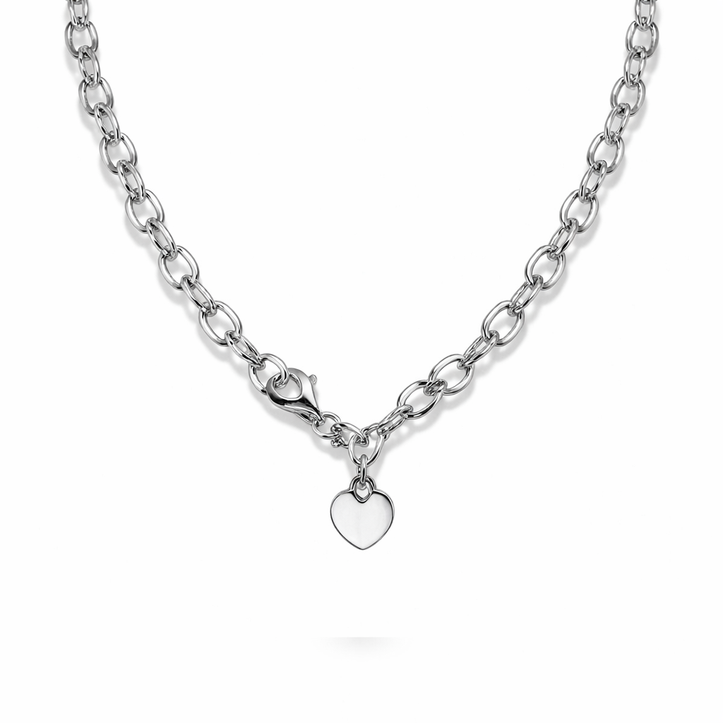 Collana argento rodiato con cuore