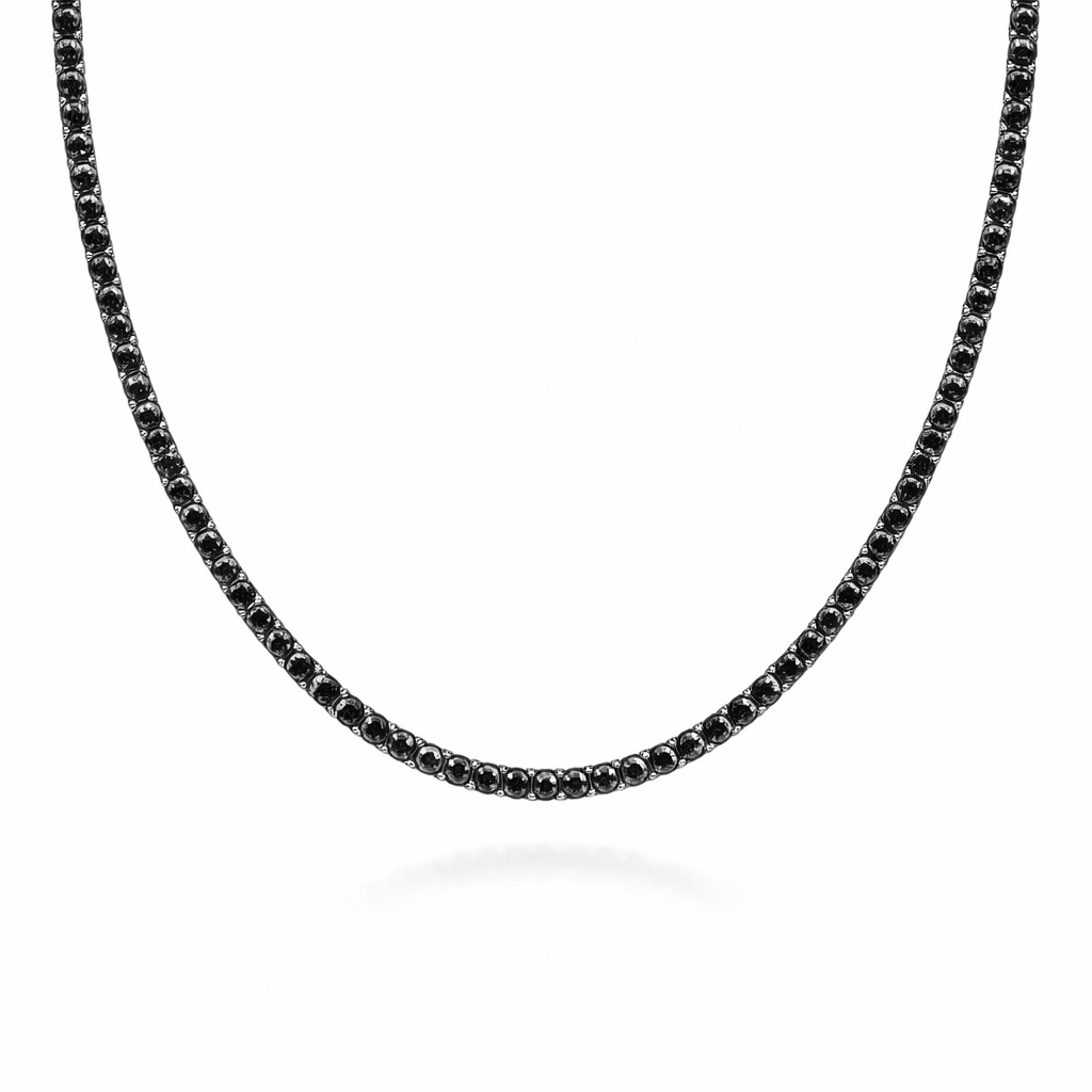 Collana Tennis Argento con Pietre Nere