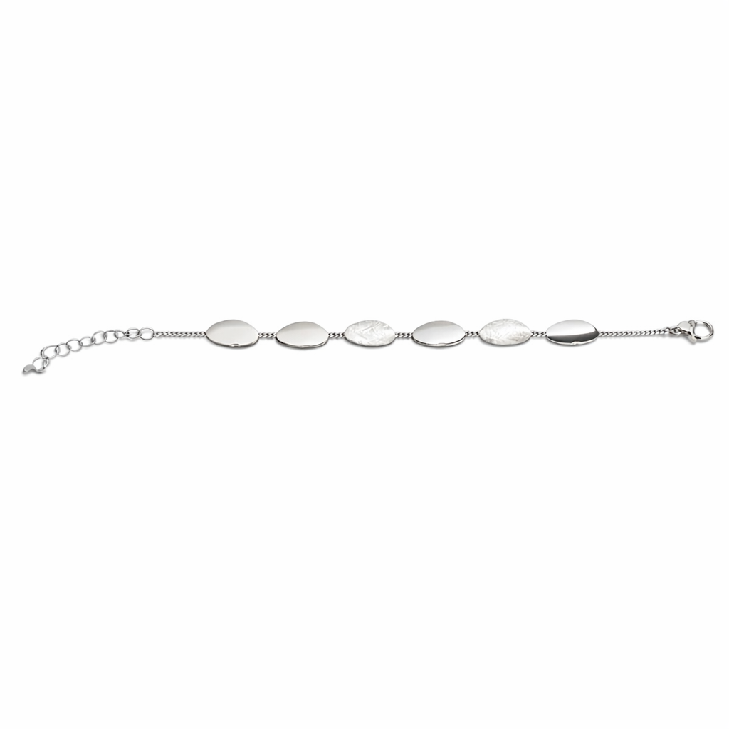 Bracciale argento ovali satinati e lucidi