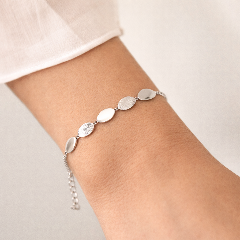 Bracciale argento ovali satinati e lucidi