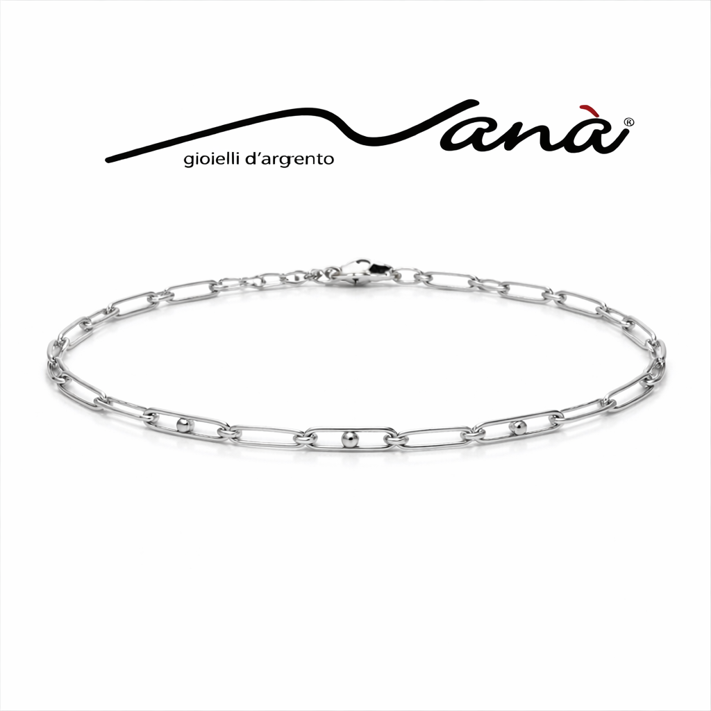 Bracciale Catena Maglie Ovali Argento Rodiato 925/1000