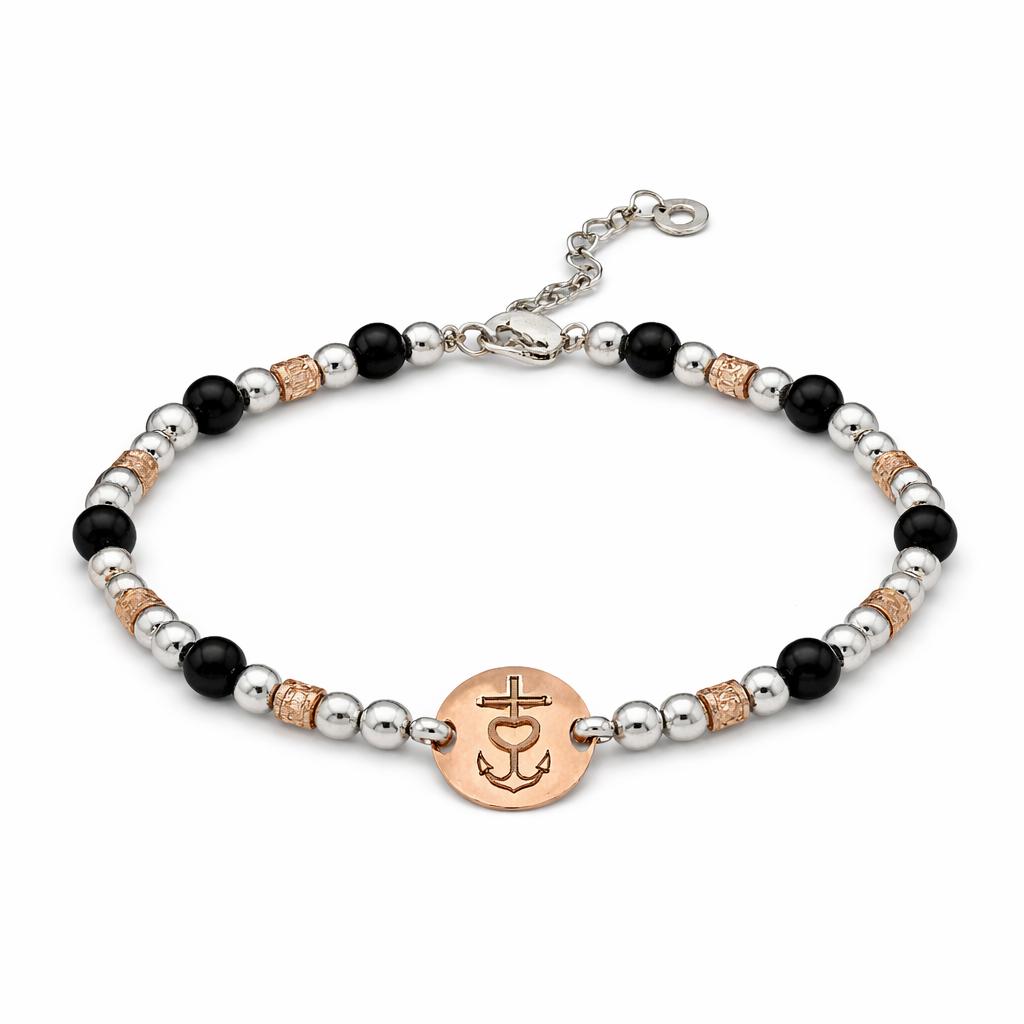 Bracciale Uomo Argento 925 Rodiato con Simboli