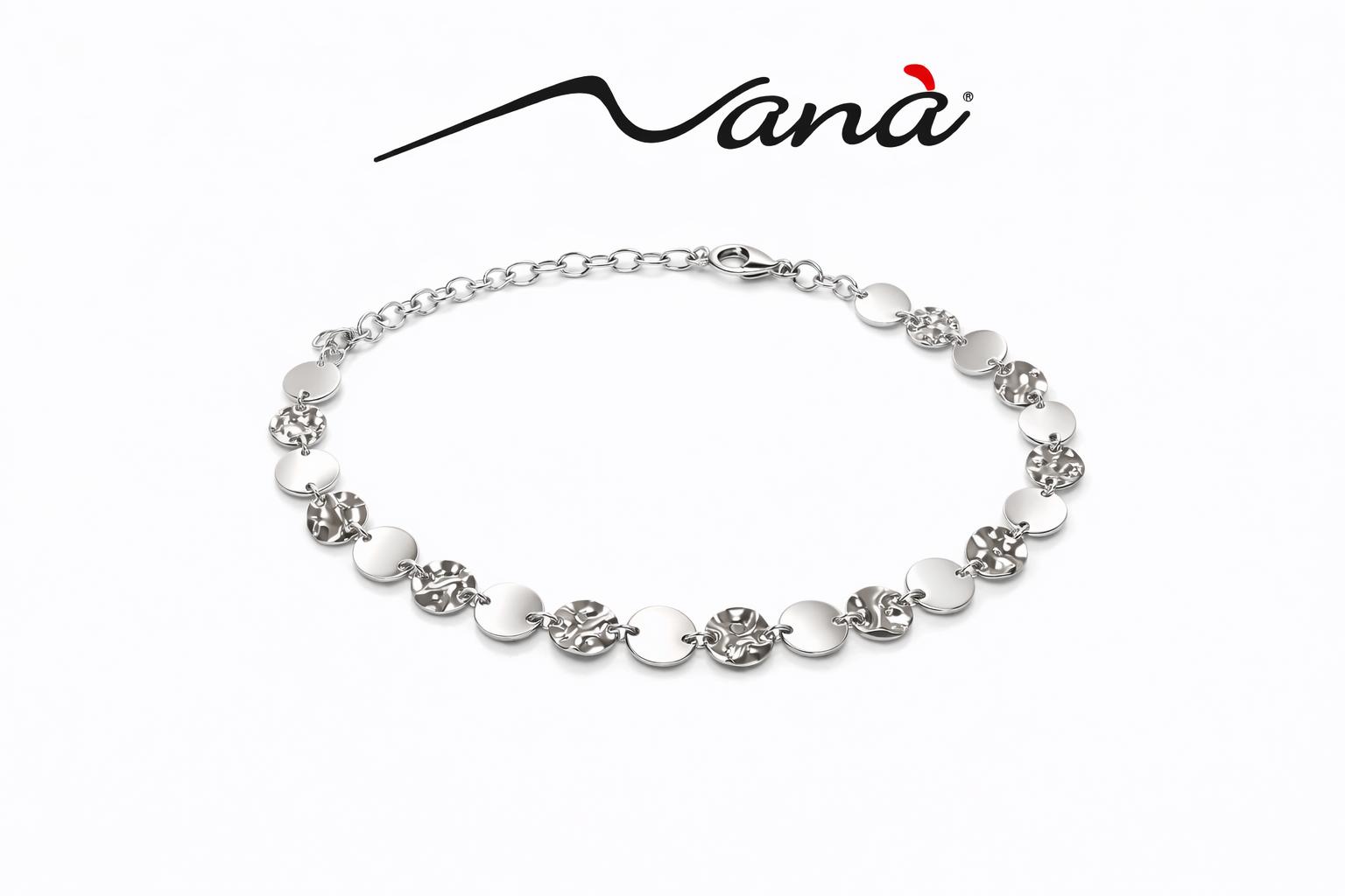 Bracciale Dischi Alternati Lisci e Martellati Argento Rodiato 925/1000