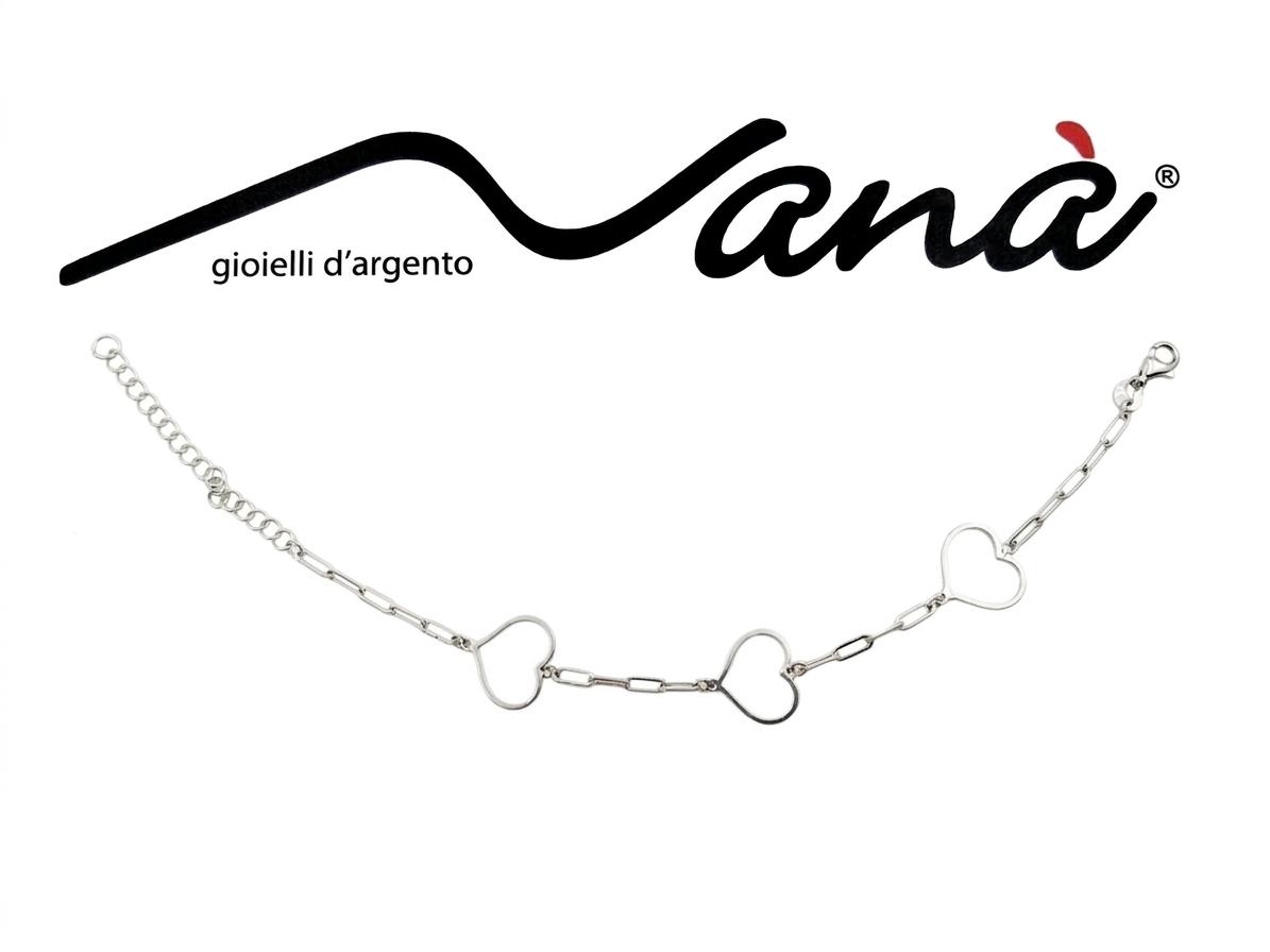 Bracciale Tre Cuori Argento 925 Rodiato