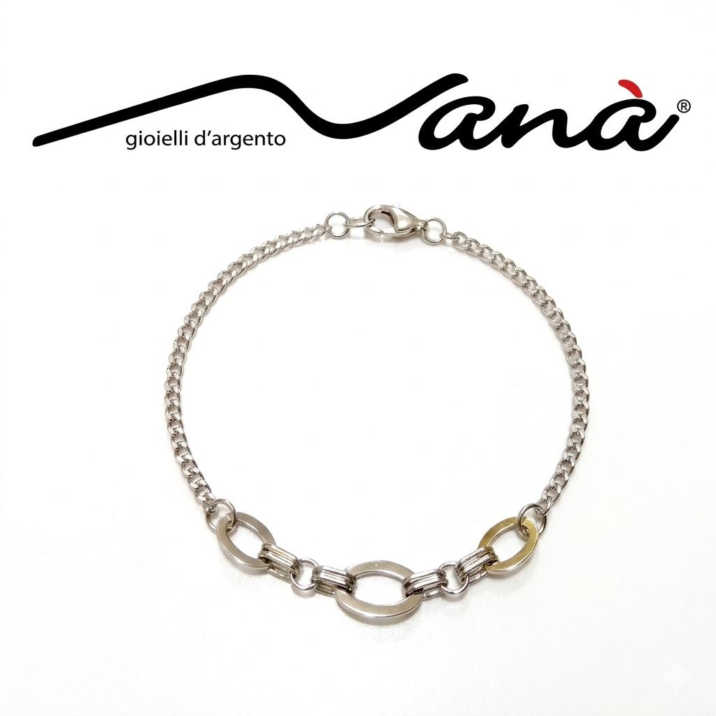Bracciale Catena Grumetta con Maglie Ovali Argento Rodiato 925/1000
