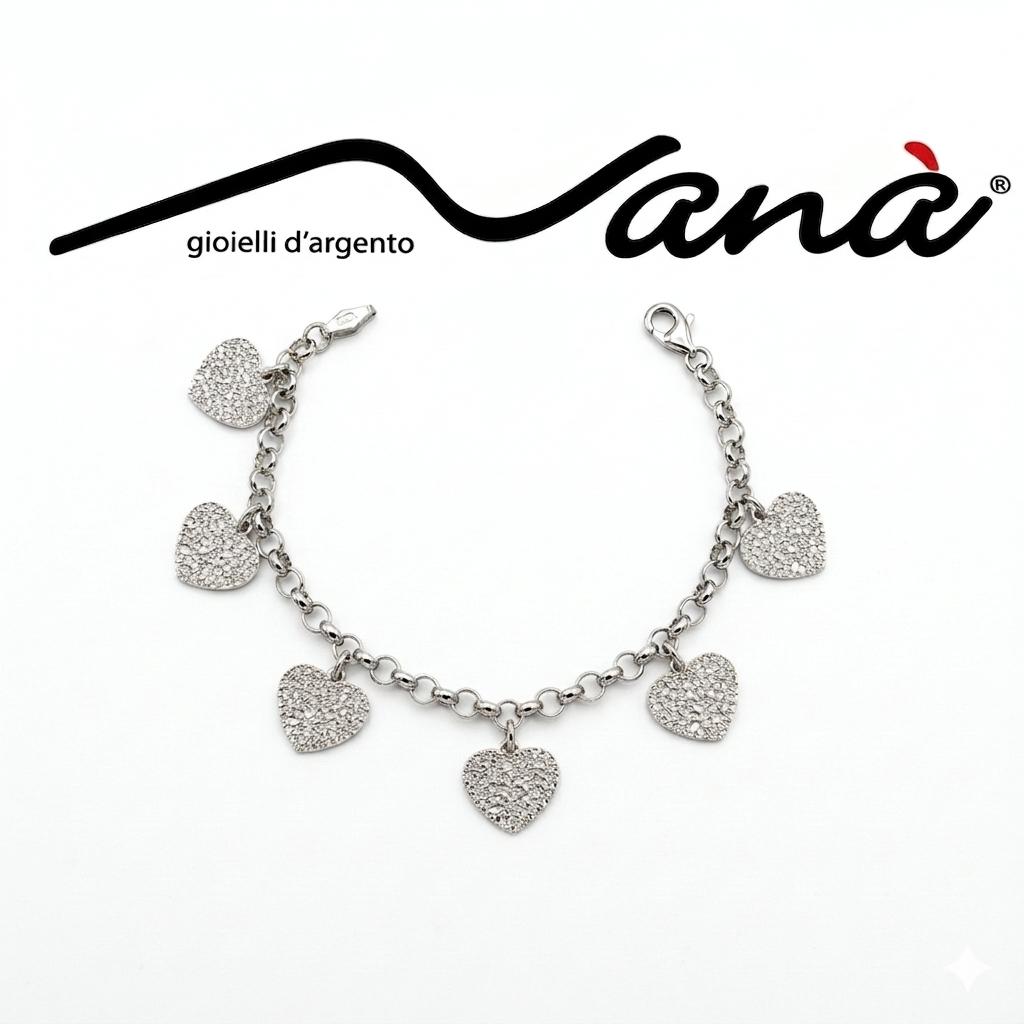 Bracciale Cuori Pavé Zirconi Argento Rodiato 925/1000