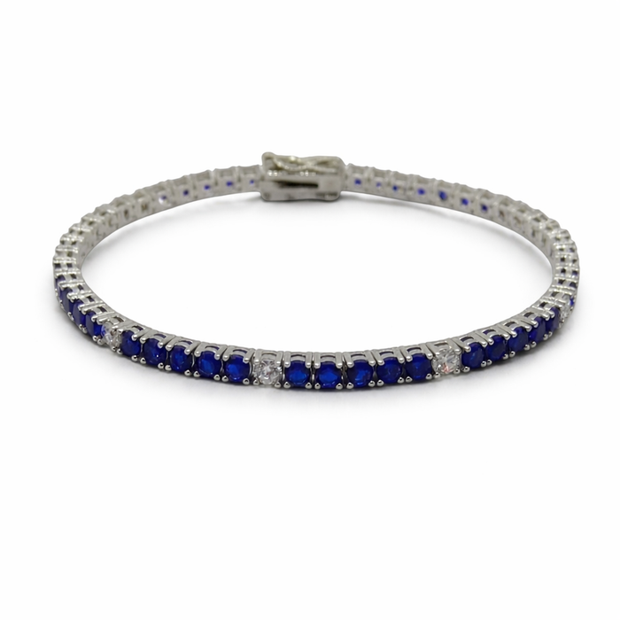 Bracciale Tennis Zirconi Blu e Bianchi Argento 925