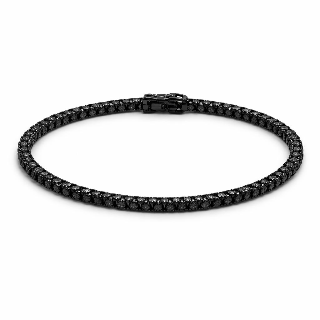 Bracciale Tennis Rutenio Zirconi Neri Argento 925