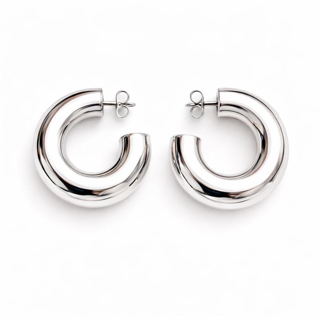 Orecchini Cerchio Maxi Tubolare in Argento 925