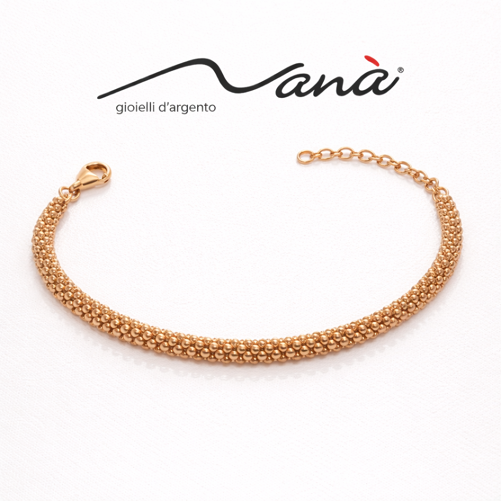 Bracciale Argento Rosè 925/1000 a Maglie Intrecciate
